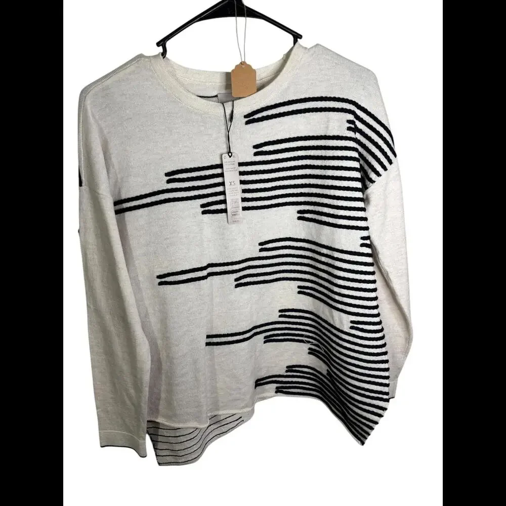 NIC+ZOE Striped Knit Sweater - White Multi XS